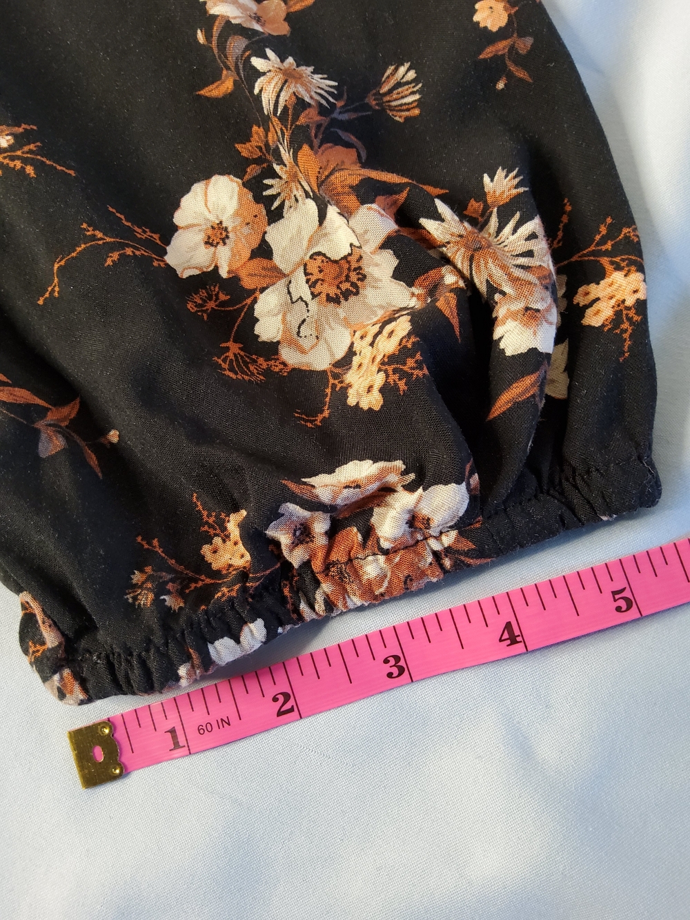 croft & barrow Black Floral V-Neck Tunic with Orange and Cream Blooms - Picture 7 of 7